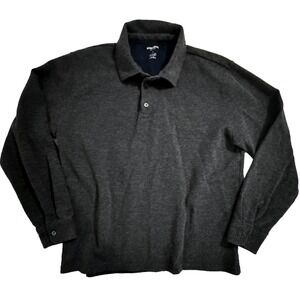 Bonobos Mens Charcoal Gray Heather Long Sleeve Knit Polo Shirt Size L Large